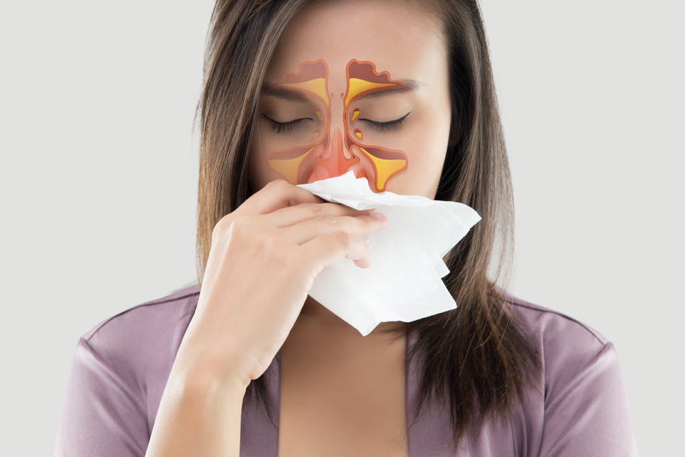 woman with sinus infection.