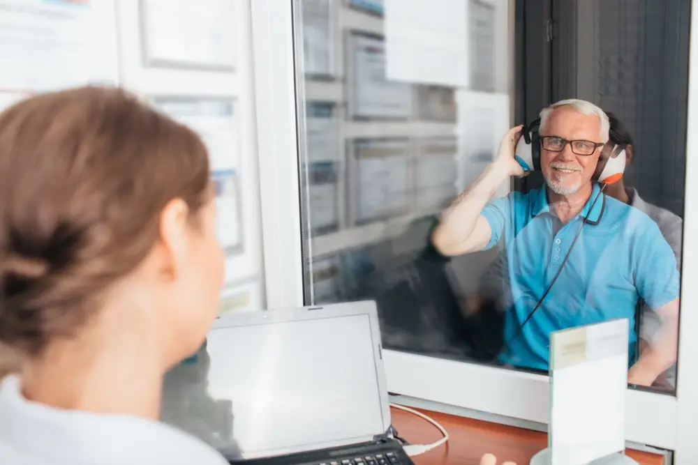 man having a hearing test.