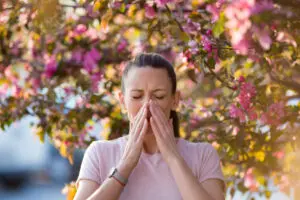 woman with seasonal allergies.